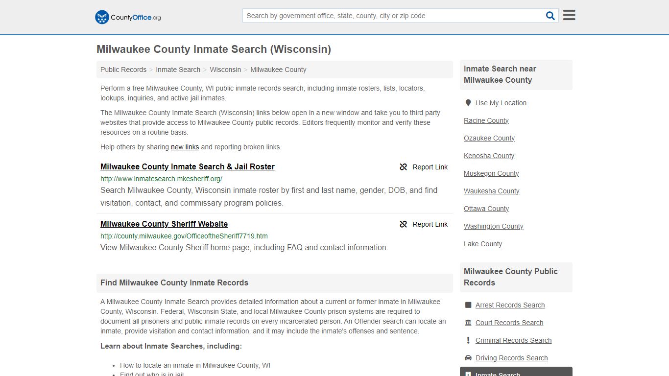 Inmate Search - Milwaukee County, WI (Inmate Rosters & Locators)
