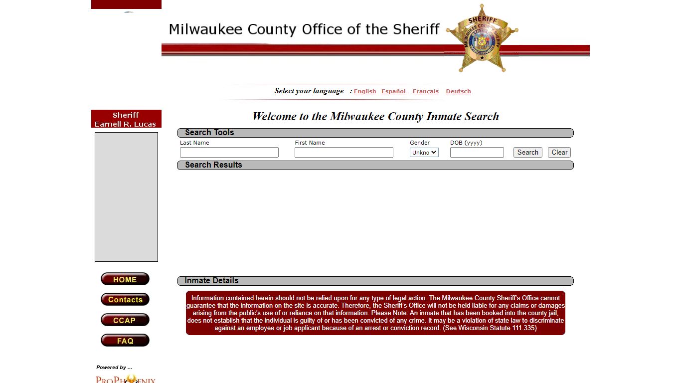 :: Milwaukee County :: Inmate Locator